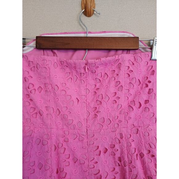 Lilly Pulitzer Dress Women 2 Pink Eyelet Crochet Coquette Floral Twee Mini Flare - Picture 4 of 7